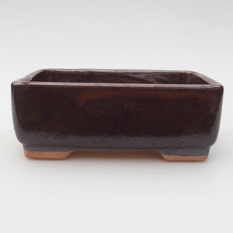 Ceramic bonsai bowl 14 x 10.5 x 5 cm, color brown