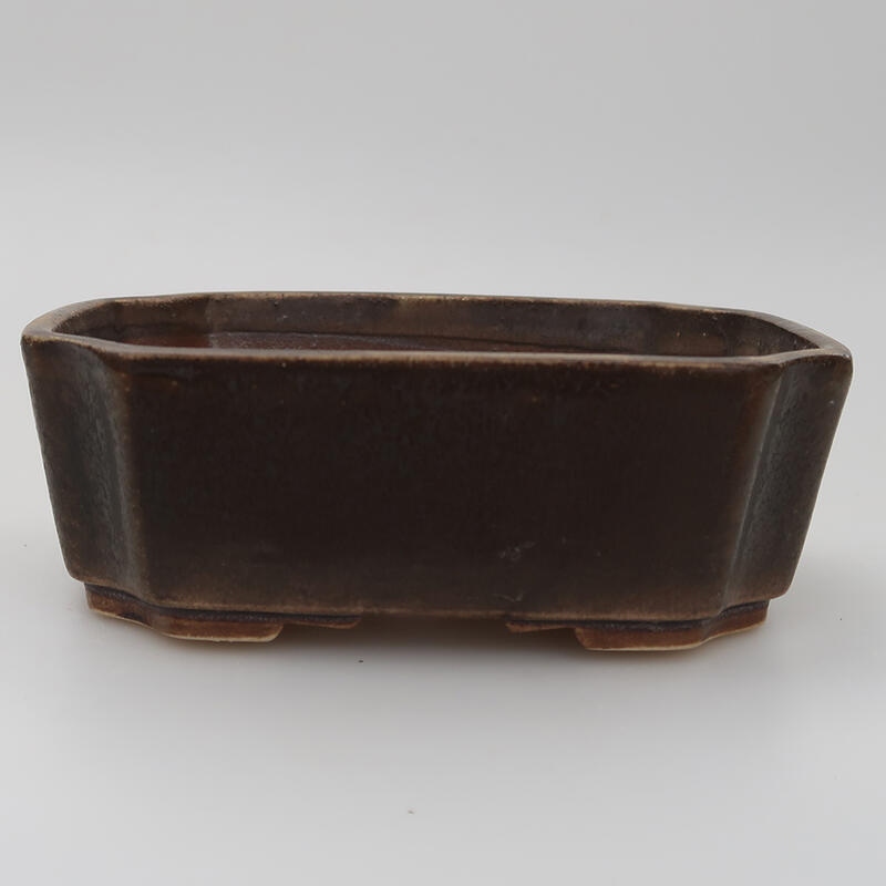 Ceramic bonsai bowl 14 x 11.5 x 4.5 cm, color brown