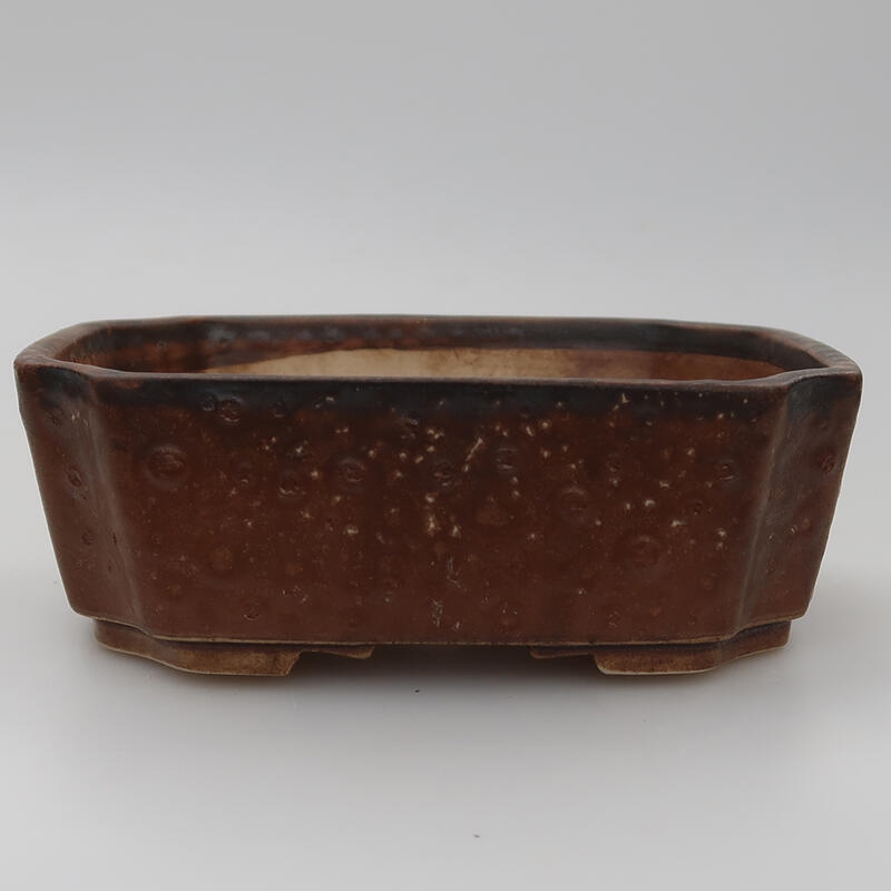 Ceramic bonsai bowl 14 x 11.5 x 4.5 cm, color brown