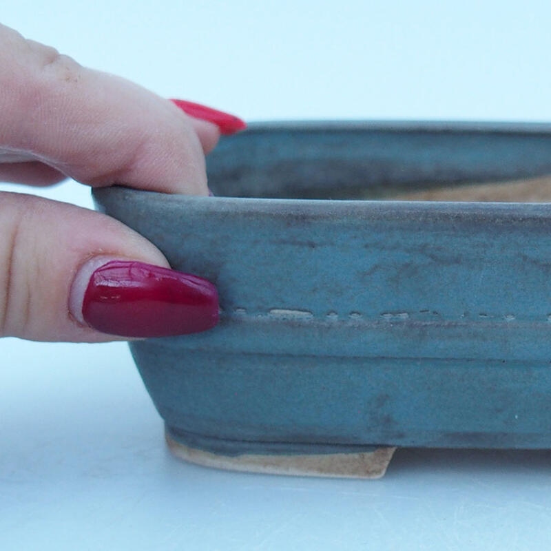 Ceramic bonsai bowl 14 x 11.5 x 4.5 cm, color blue