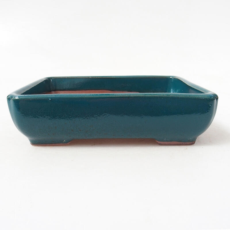 Ceramic bonsai bowl 14 x 11 x 4 cm, color green