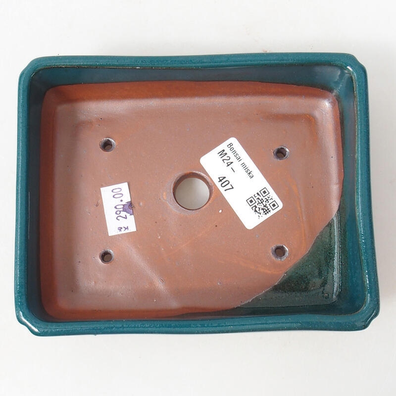 Ceramic bonsai bowl 14 x 11 x 4 cm, color green