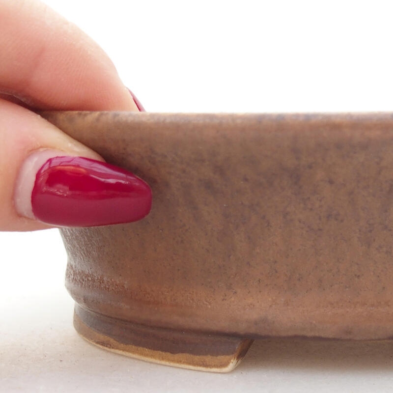 Ceramic bonsai bowl 14 x 12.5 x 4 cm, pink color