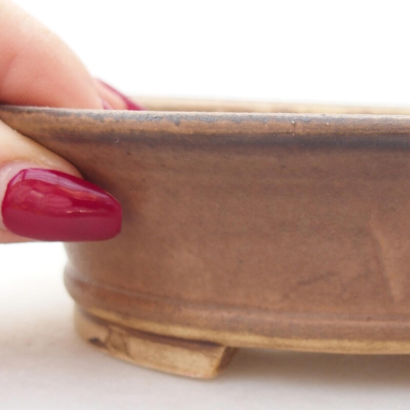 Ceramic bonsai bowl 14 x 12.5 x 4 cm, pink color