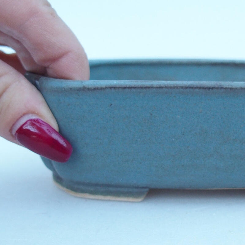 Ceramic bonsai bowl 14 x 12 x 4.5 cm, color blue