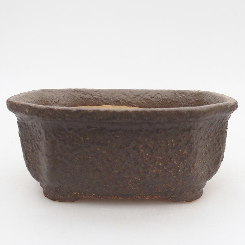 Ceramic bonsai bowl 14 x 13,5 x 6 cm, colour brown