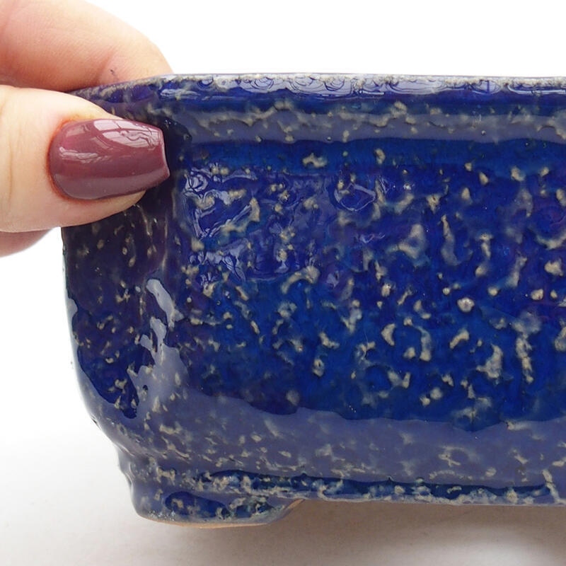 Ceramic bonsai bowl 14 x 13,5 x 6 cm, colour blue