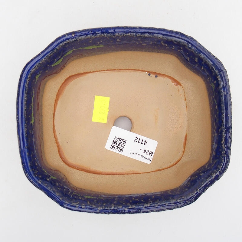 Ceramic bonsai bowl 14 x 13,5 x 6 cm, colour blue