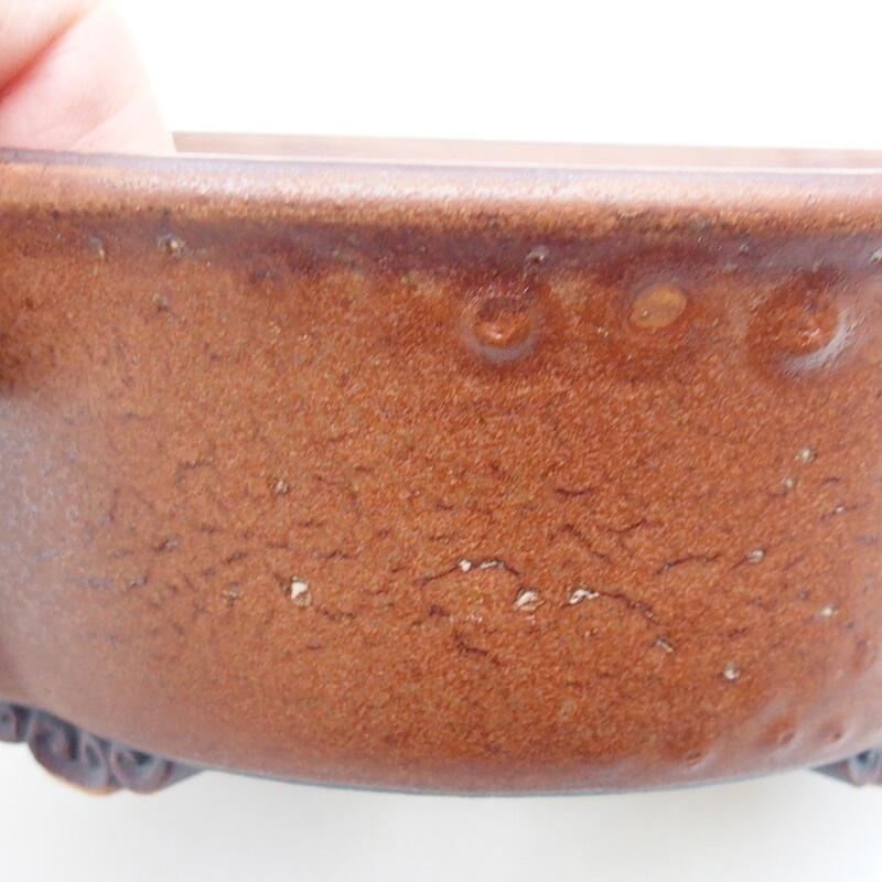 Ceramic bonsai bowl 14 x 13 x 5 cm, color brown