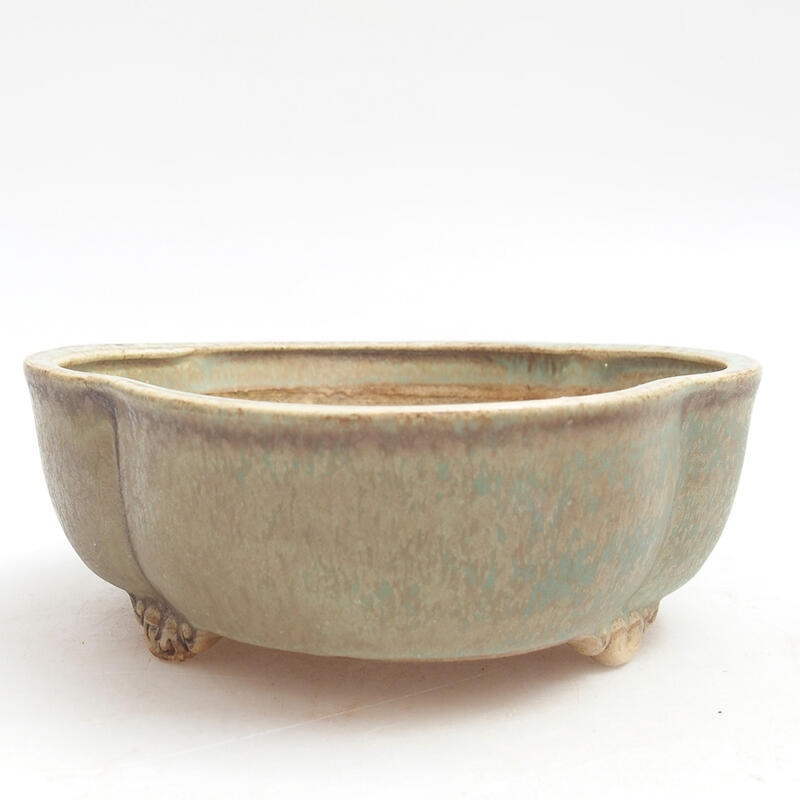 Ceramic bonsai bowl 14 x 13 x 5 cm, color green