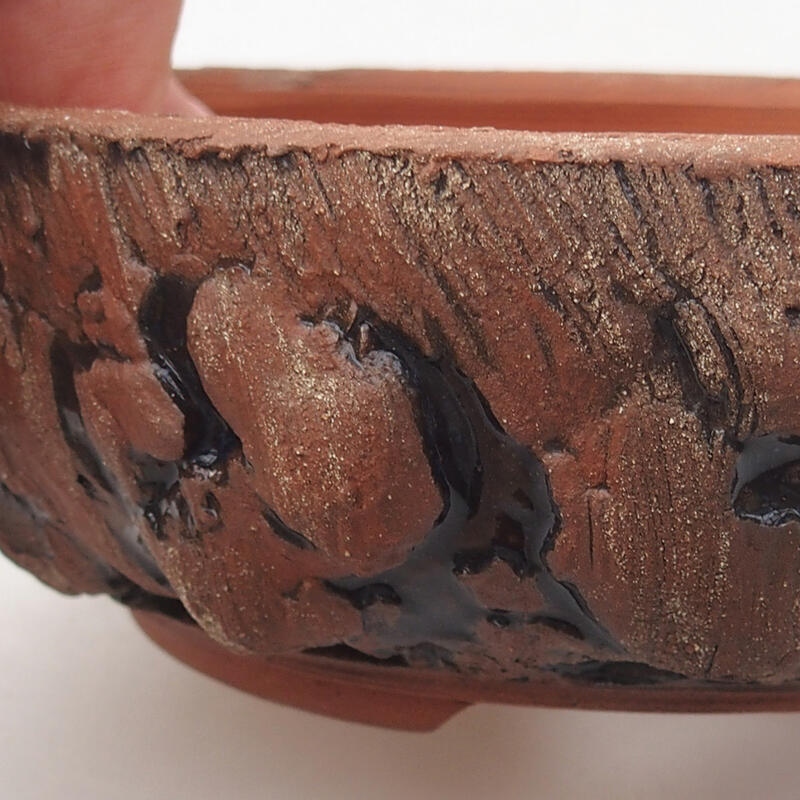 Ceramic bonsai bowl 14 x 14 x 4.5 cm, color brown