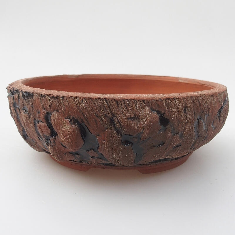 Ceramic bonsai bowl 14 x 14 x 4.5 cm, color brown