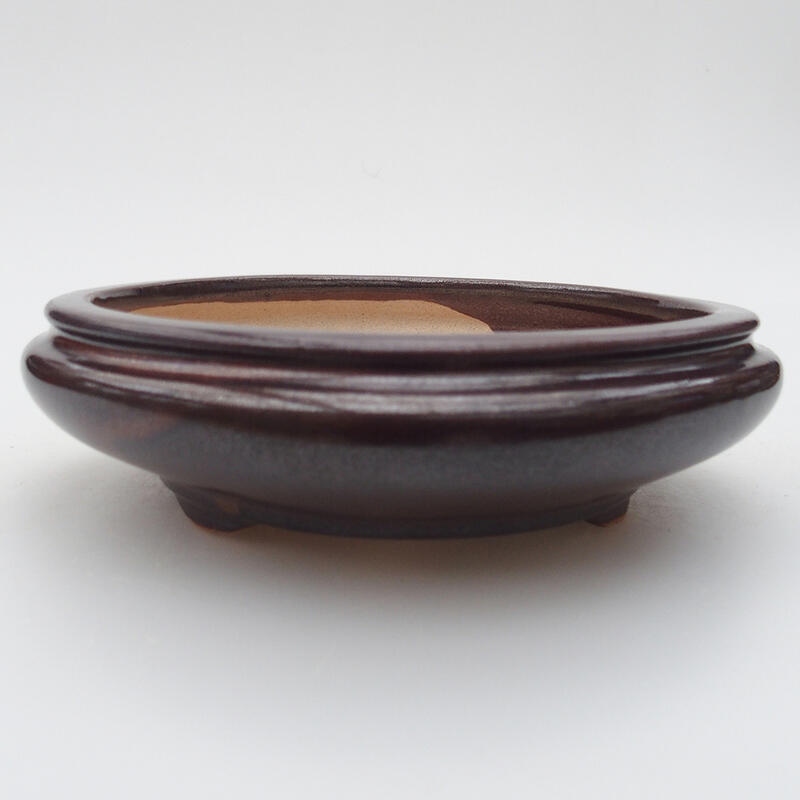 Ceramic bonsai bowl 14 x 14 x 4.5 cm, color brown