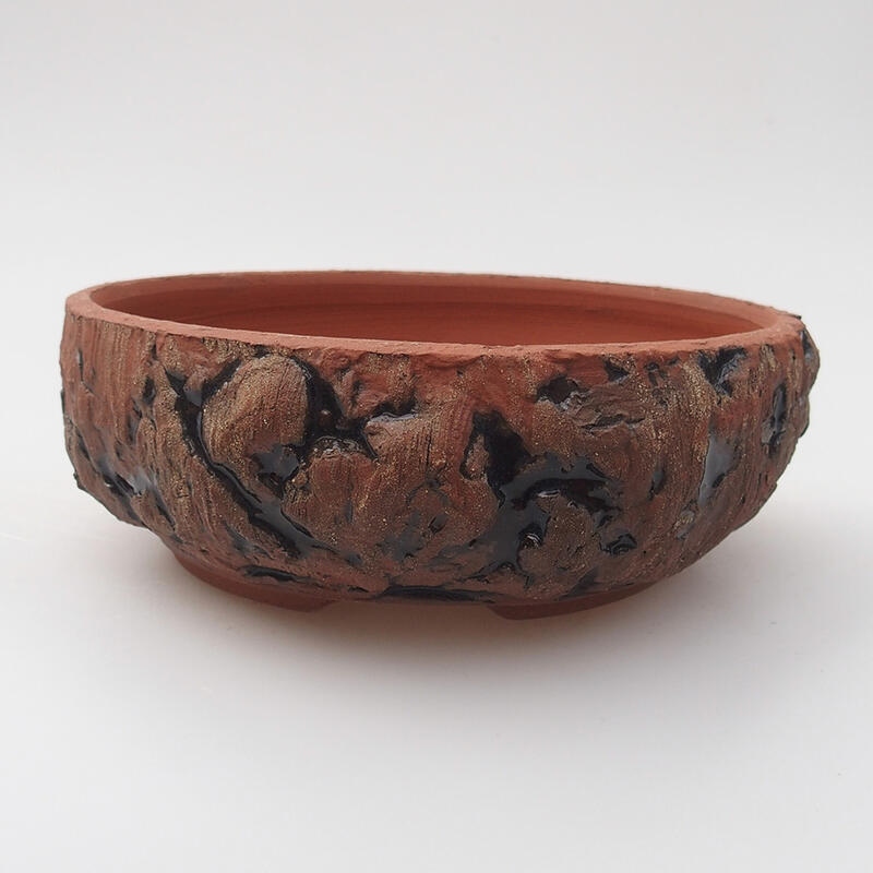 Ceramic bonsai bowl 14 x 14 x 4.5 cm, color brown