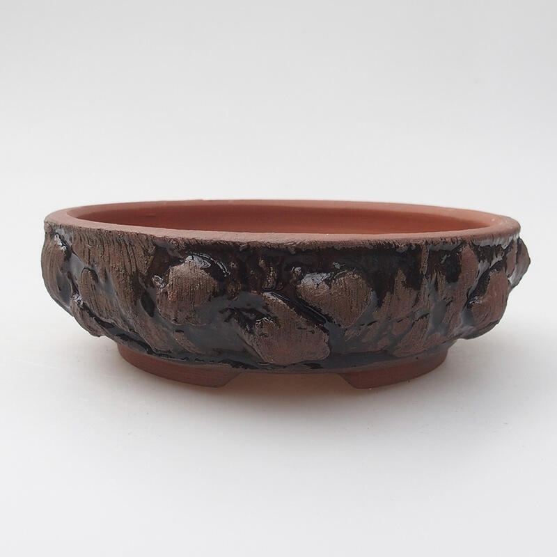 Ceramic bonsai bowl 14 x 14 x 4 cm, color brown