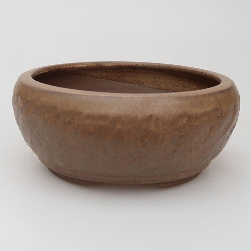 Ceramic bonsai bowl 14 x 14 x 5.5 cm, color brown