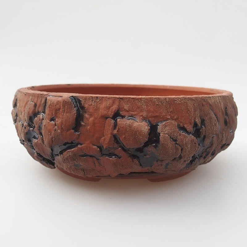 Ceramic bonsai bowl 14 x 14 x 5 cm, color brown