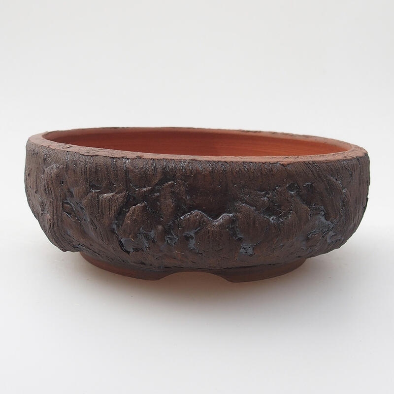 Ceramic bonsai bowl 14 x 14 x 5 cm, color brown