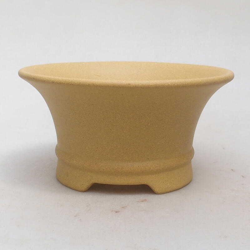 Ceramic bonsai bowl 14 x 14 x 6.5 cm, color ocher