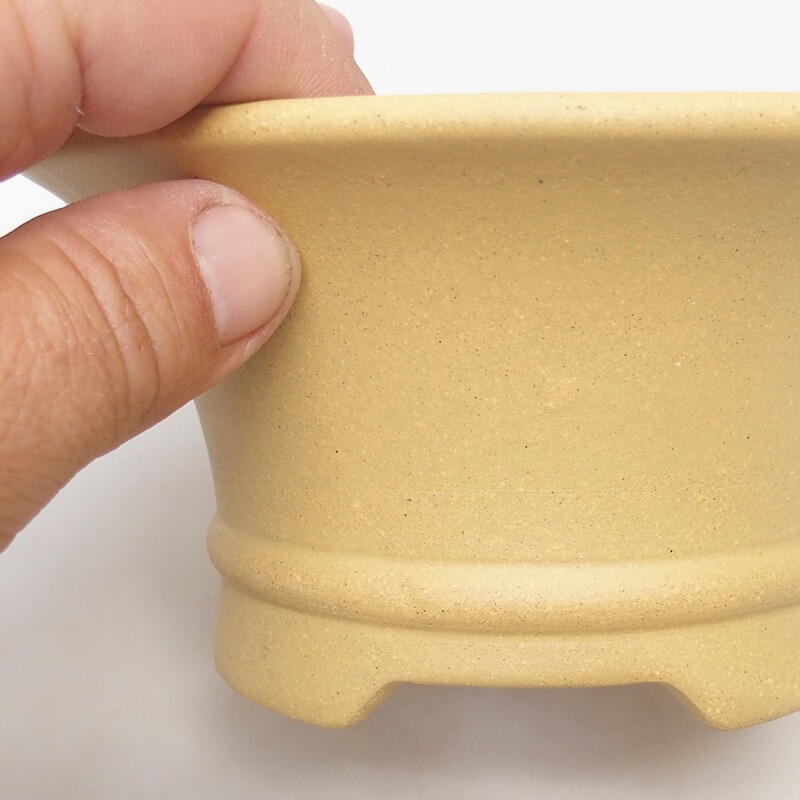 Ceramic bonsai bowl 14 x 14 x 6.5 cm, color ocher