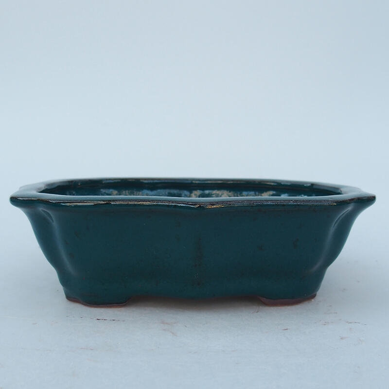 Ceramic bonsai bowl 15.5 x 11.5 x 4.5 cm, color green