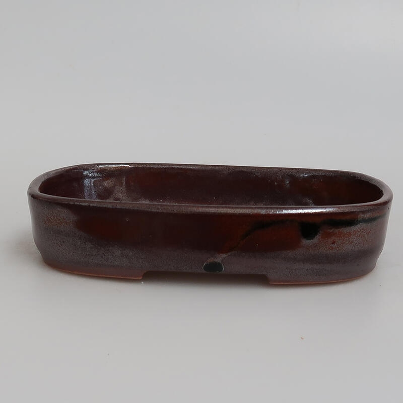 Ceramic bonsai bowl 15.5 x 11 x 3 cm, color brown