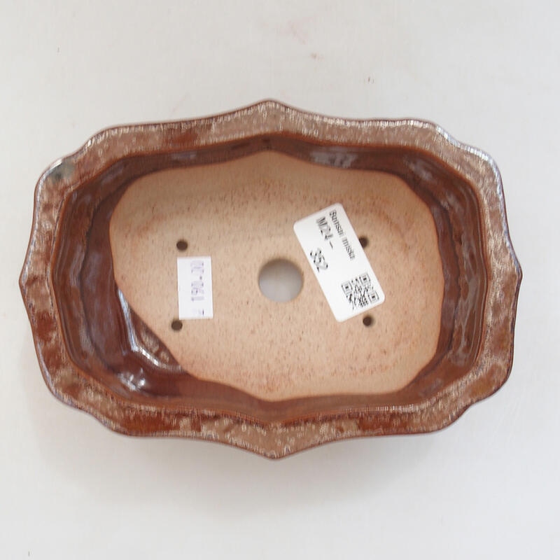 Ceramic bonsai bowl 15.5 x 11 x 4.5 cm, color brown