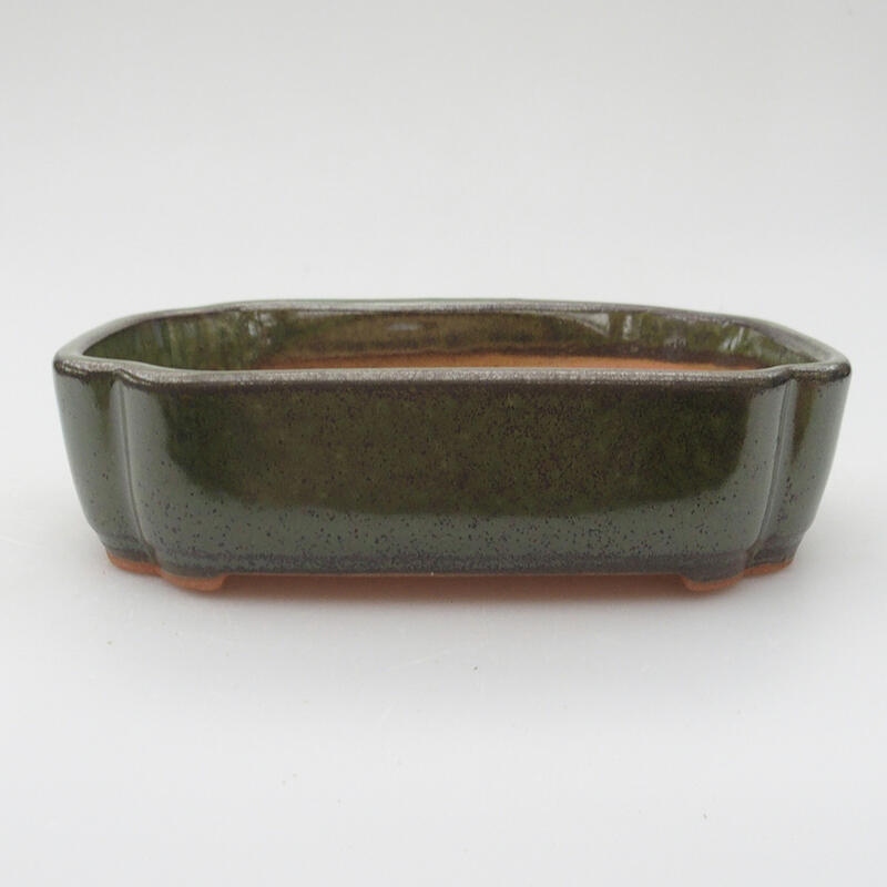 Ceramic bonsai bowl 15.5 x 11 x 4 cm, color green