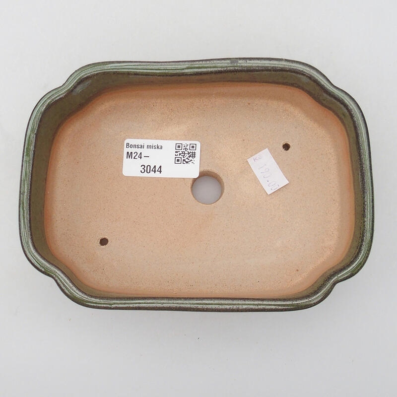 Ceramic bonsai bowl 15.5 x 11 x 4 cm, color green