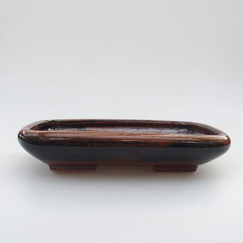 Ceramic bonsai bowl 15.5 x 12.5 x 3 cm, color brownish black