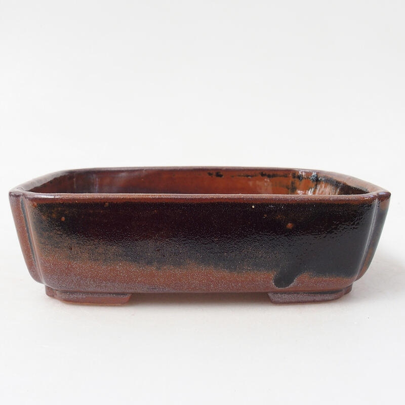 Ceramic bonsai bowl 15.5 x 12 x 4.5 cm, color black-brown