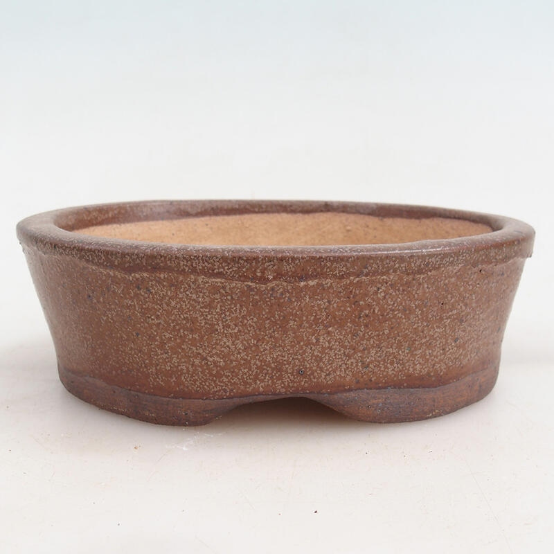 Ceramic bonsai bowl 15.5 x 12 x 5 cm, color brown