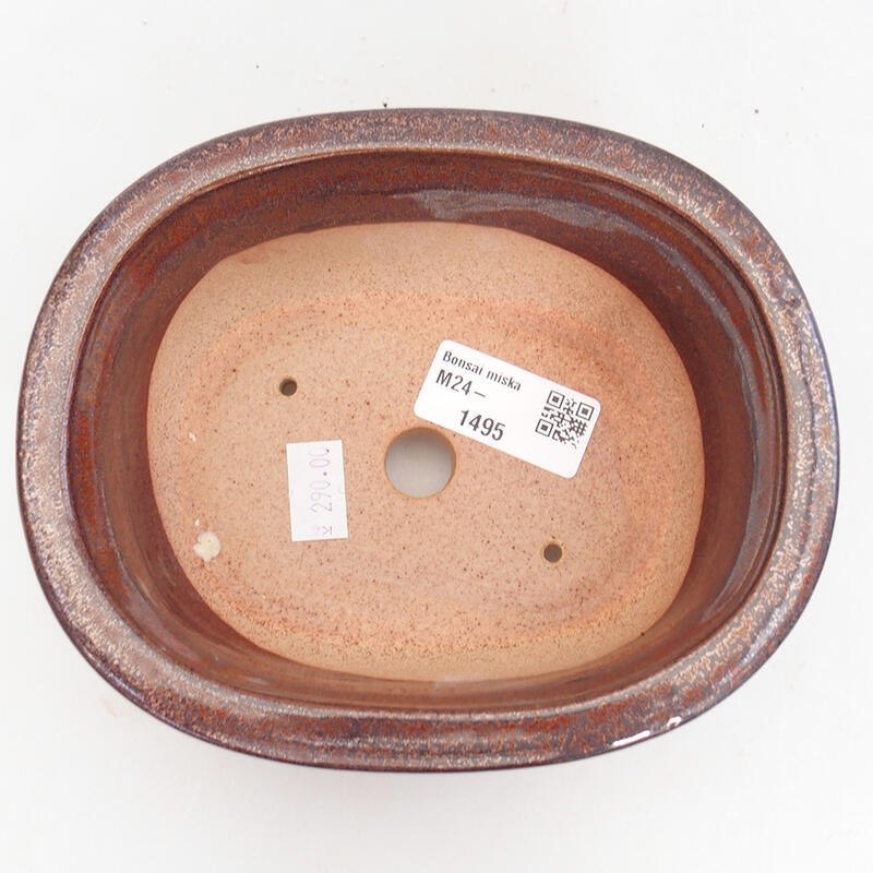 Ceramic bonsai bowl 15.5 x 12 x 6 cm, color brown