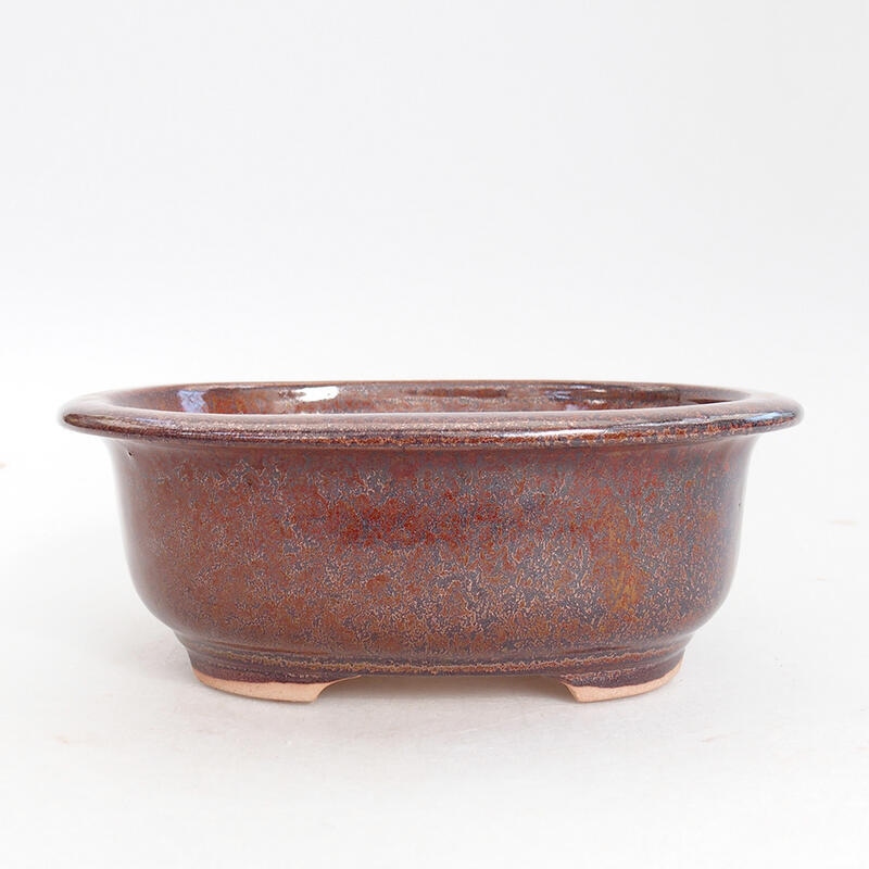 Ceramic bonsai bowl 15.5 x 12 x 6 cm, color brown