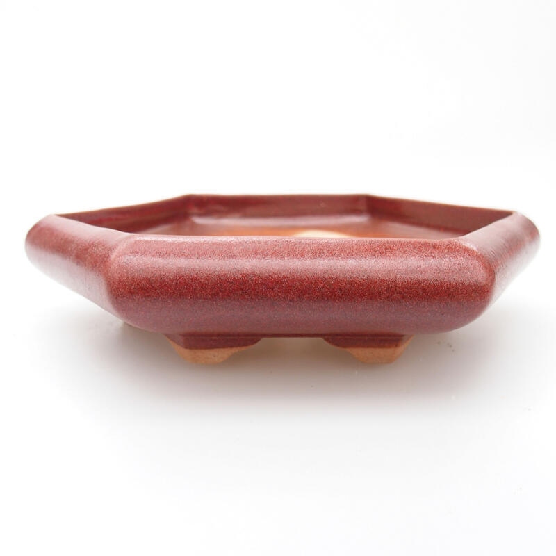 Ceramic bonsai bowl 15.5 x 14 x 3.5 cm, color red