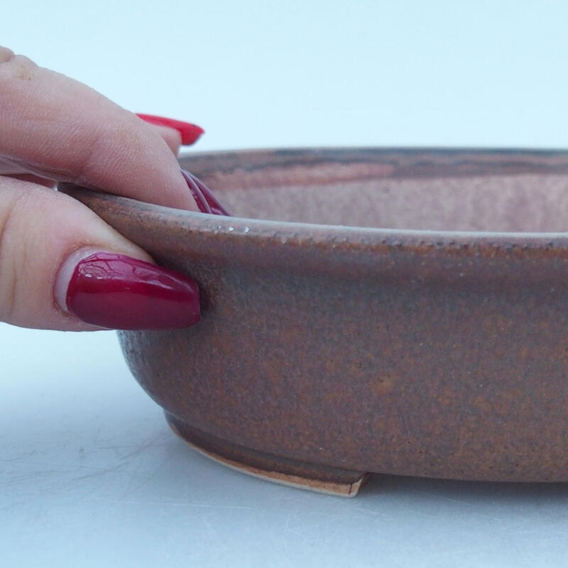 Ceramic bonsai bowl 15.5 x 14 x 4 cm, color brown