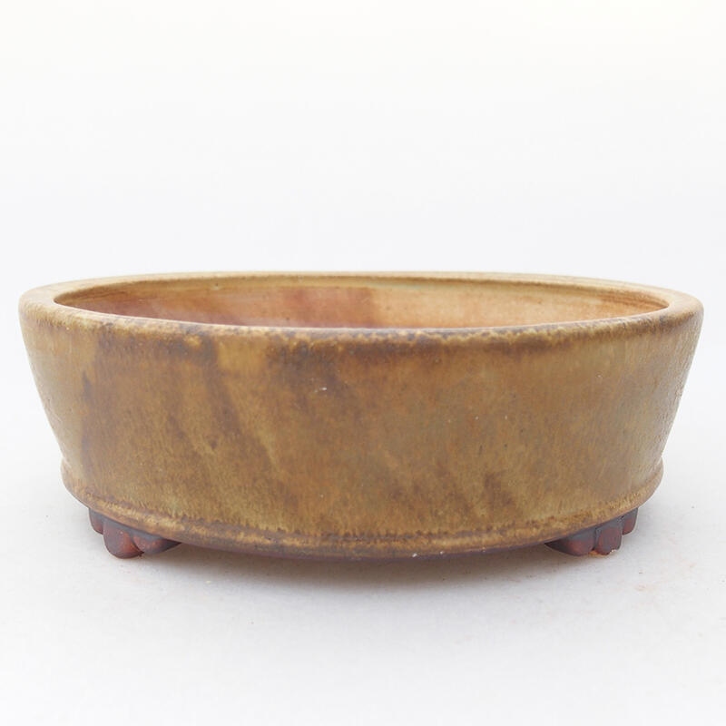 Ceramic bonsai bowl 15.5 x 15.5 x 5 cm, green color