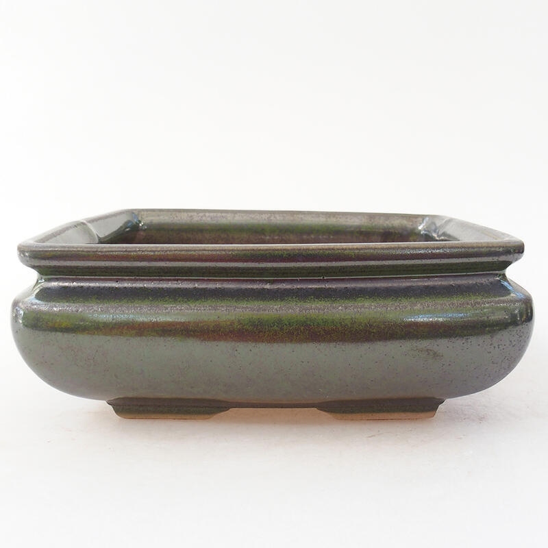 Ceramic bonsai bowl 15.5 x 15.5 x 6 cm, color green