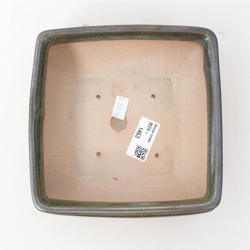 Ceramic bonsai bowl 15.5 x 15.5 x 6 cm, color green