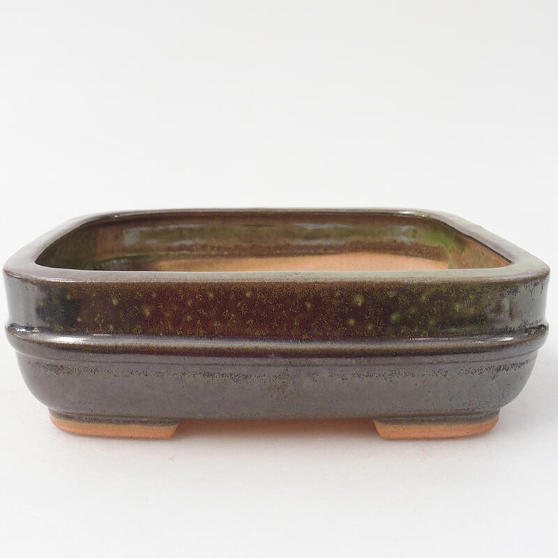 Ceramic bonsai bowl 15 x 12.5 x 4.5 cm, color green