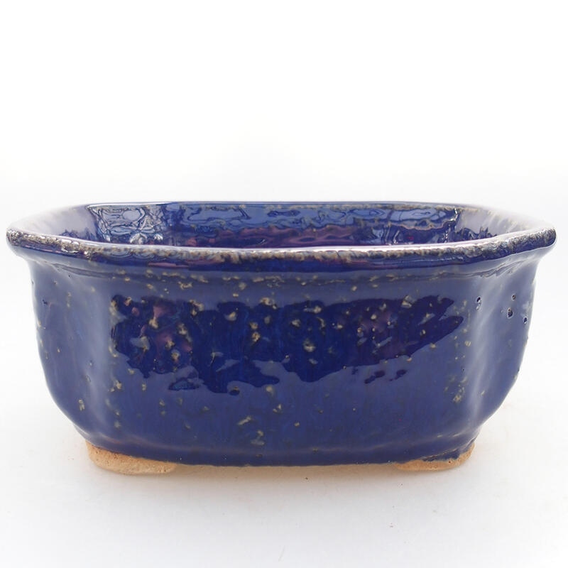 Ceramic bonsai bowl 15 x 12.5 x 6.5 cm, color blue