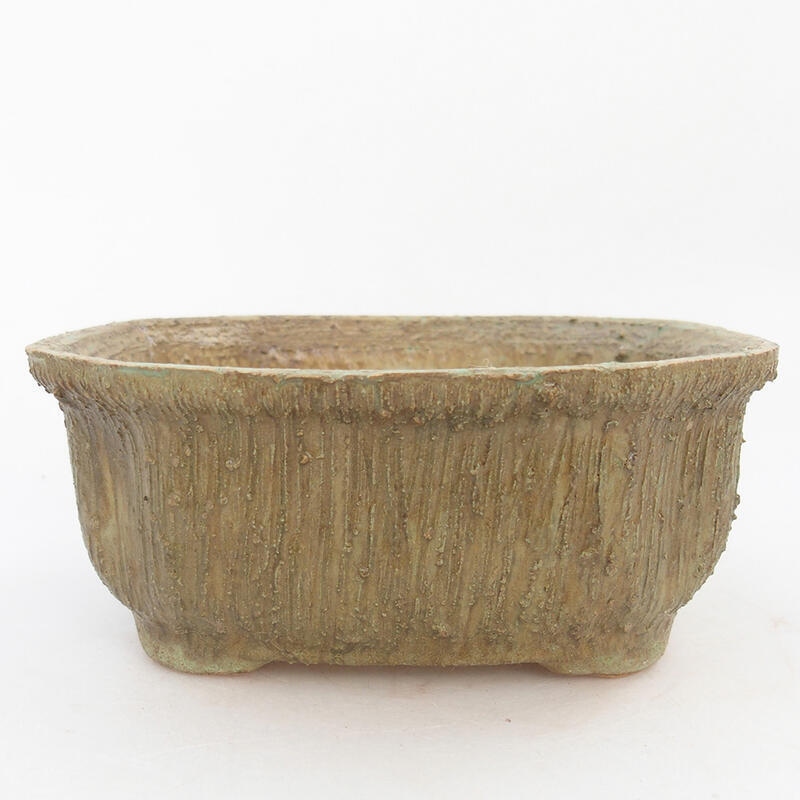 Ceramic bonsai bowl 15 x 12.5 x 6.5 cm, color green