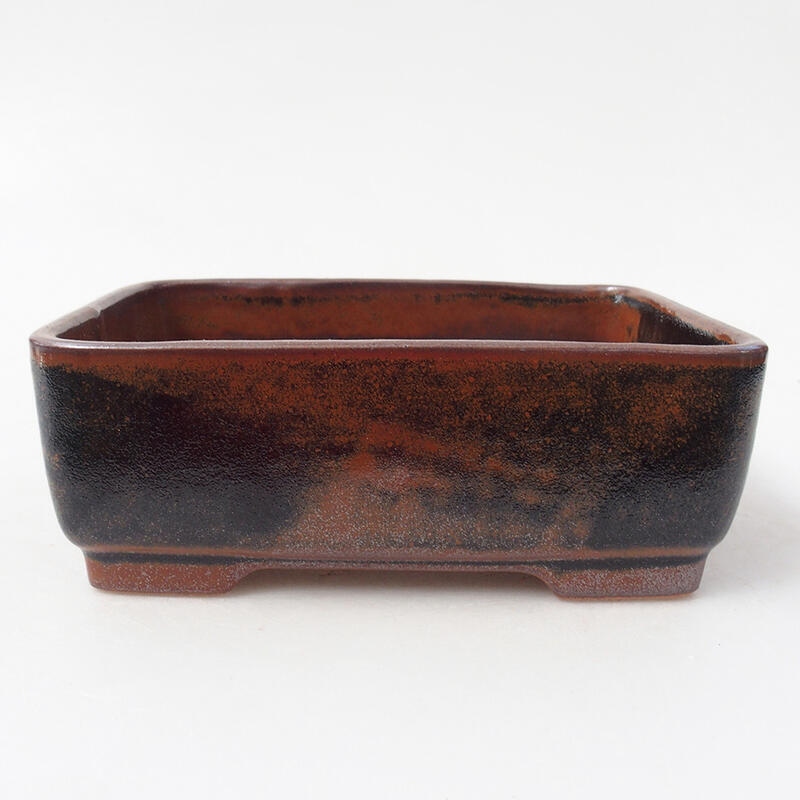 Ceramic bonsai bowl 15 x 12 x 5.5 cm, color black-brown