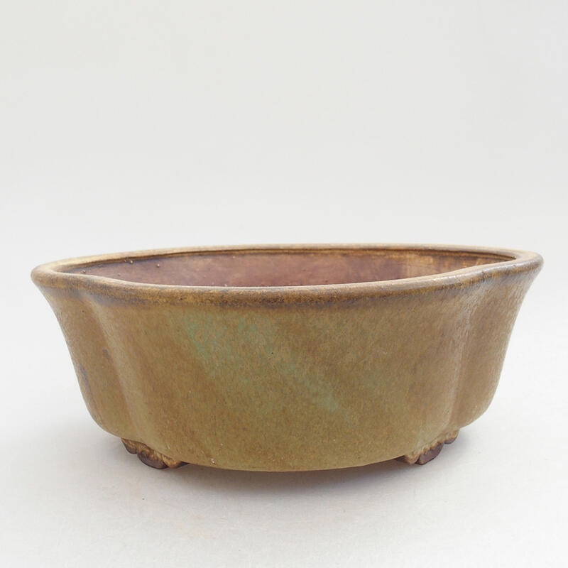 Ceramic bonsai bowl 15 x 14 x 5.5 cm, color green