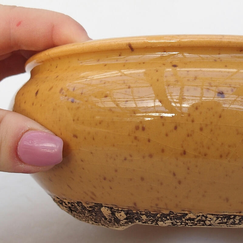 Ceramic bonsai bowl 16.5 x 16.5 x 6.5 cm, yellow