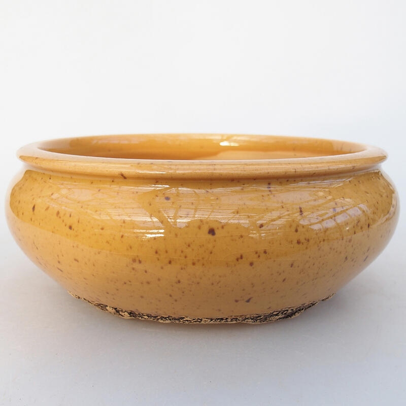 Ceramic bonsai bowl 16.5 x 16.5 x 6.5 cm, yellow