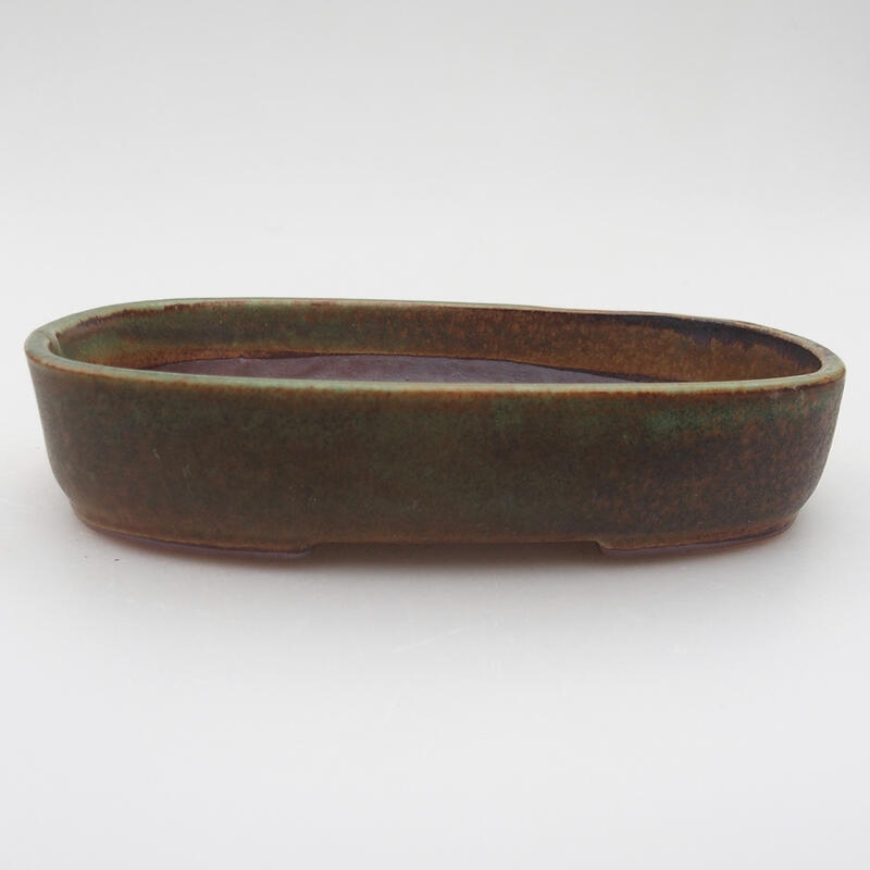 Ceramic bonsai bowl 16 x 11 x 3 cm, color green