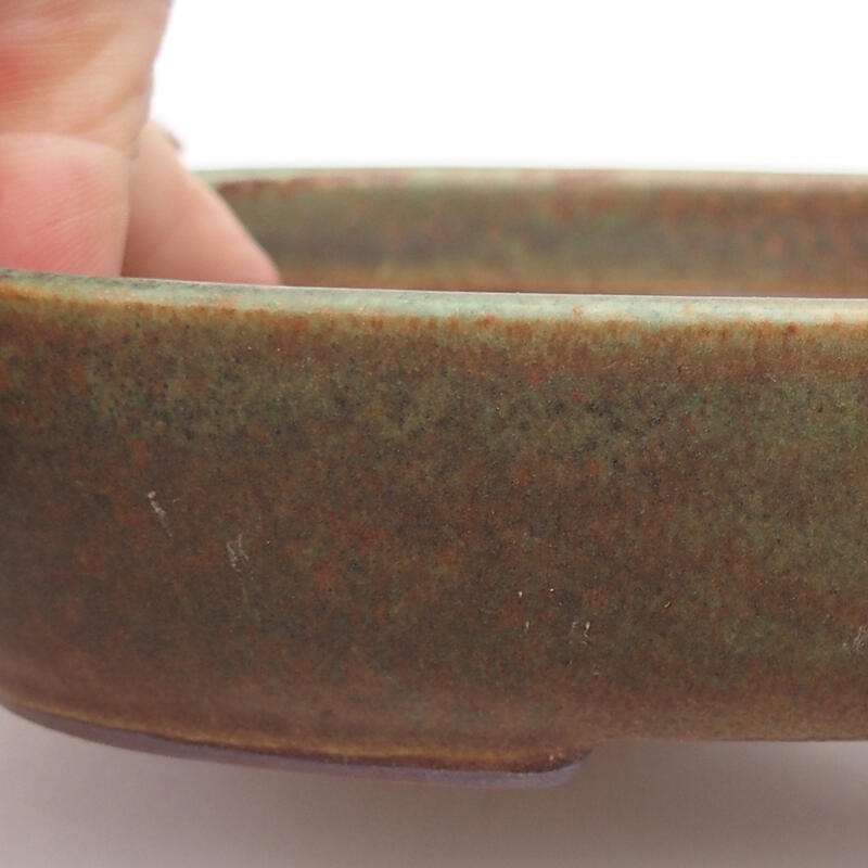 Ceramic bonsai bowl 16 x 11 x 3 cm, color green