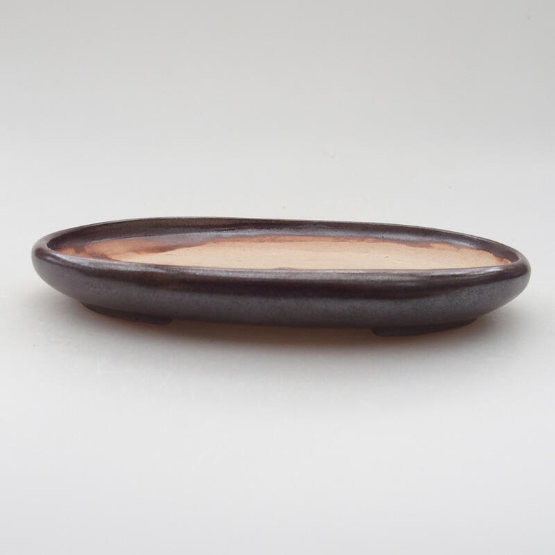 Ceramic bonsai bowl 16 x 12 x 2 cm, color brown