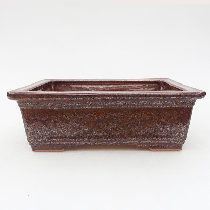 Ceramic bonsai bowl 16 x 12 x 5.5 cm, color brown